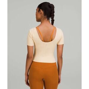 Lululemon Align Tee Nulu Slim Fit Cropped Length Prosecco Yoga Gym Womens 8